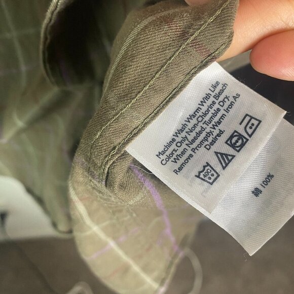 Eddie Bauer Relaxed Fit Plaid Button-Up Shirt XXXL Tall 100% Cotton Olive & Purp - Picture 5 of 7